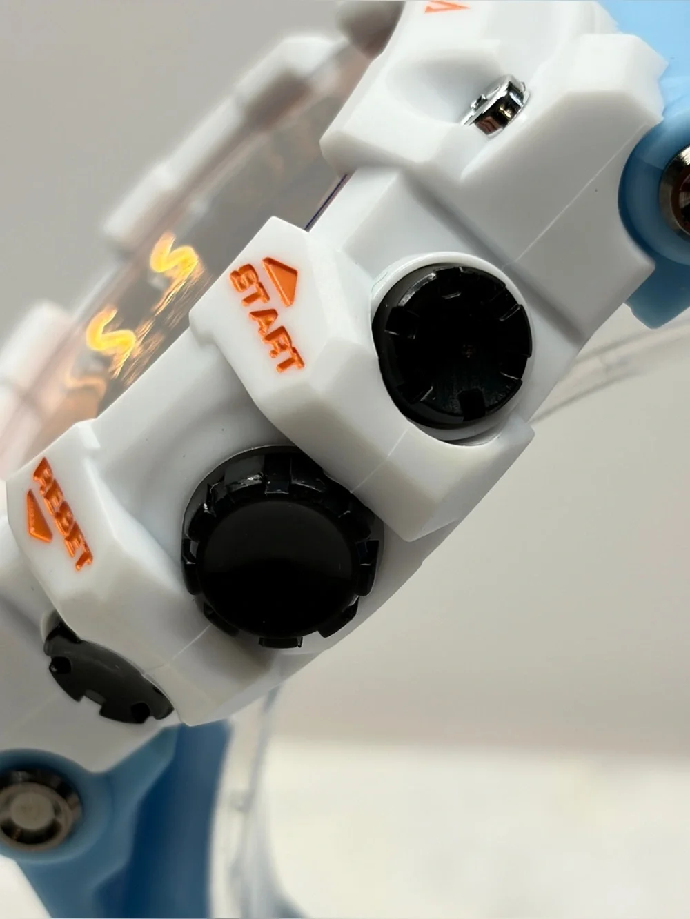 Activa X Invicta 50mm White & Light Blue Digital Sport Watch with Orange Accents